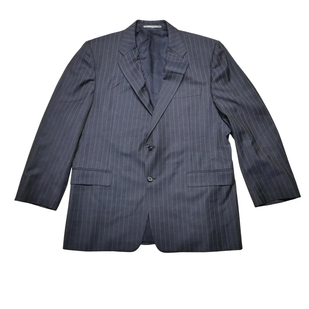 Hickey Freeman Suit Jacket Mens 44 Blue Loro Piana Wool Tasmanian Super 130s
